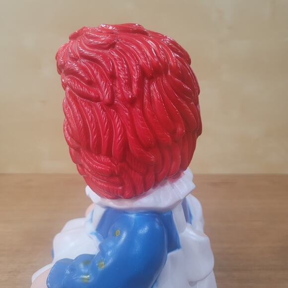 My Toy Co Vintage 1972 RAGGEDY ANN Coin Bank Bobbs Merrill w/Plug Doll Child Toy - Picture 6 of 16